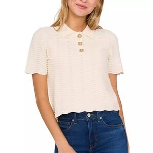 CeCe cream Short Sleeve Knit Top